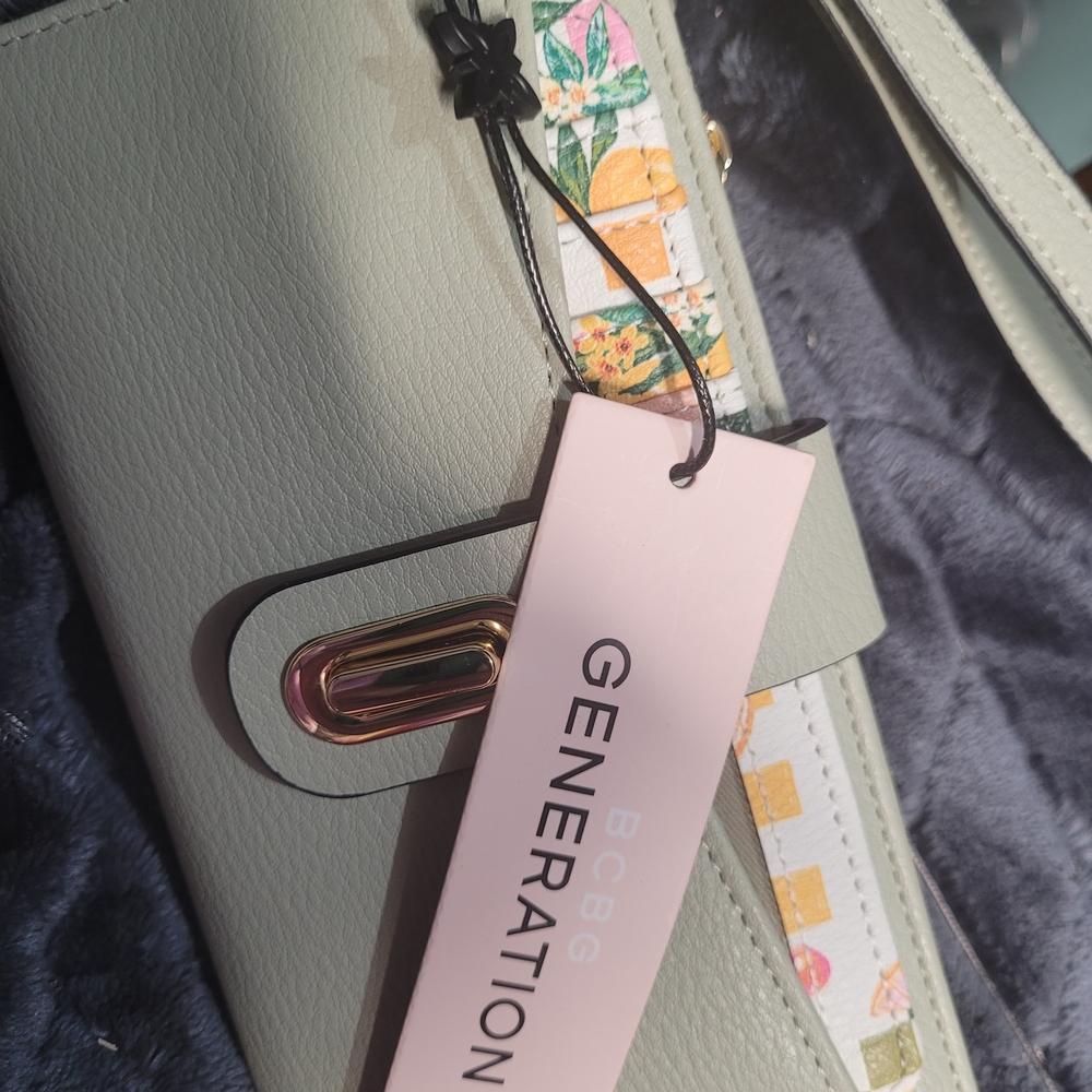 BCBGeneration Cream Shoulder Bag with Floral Accent